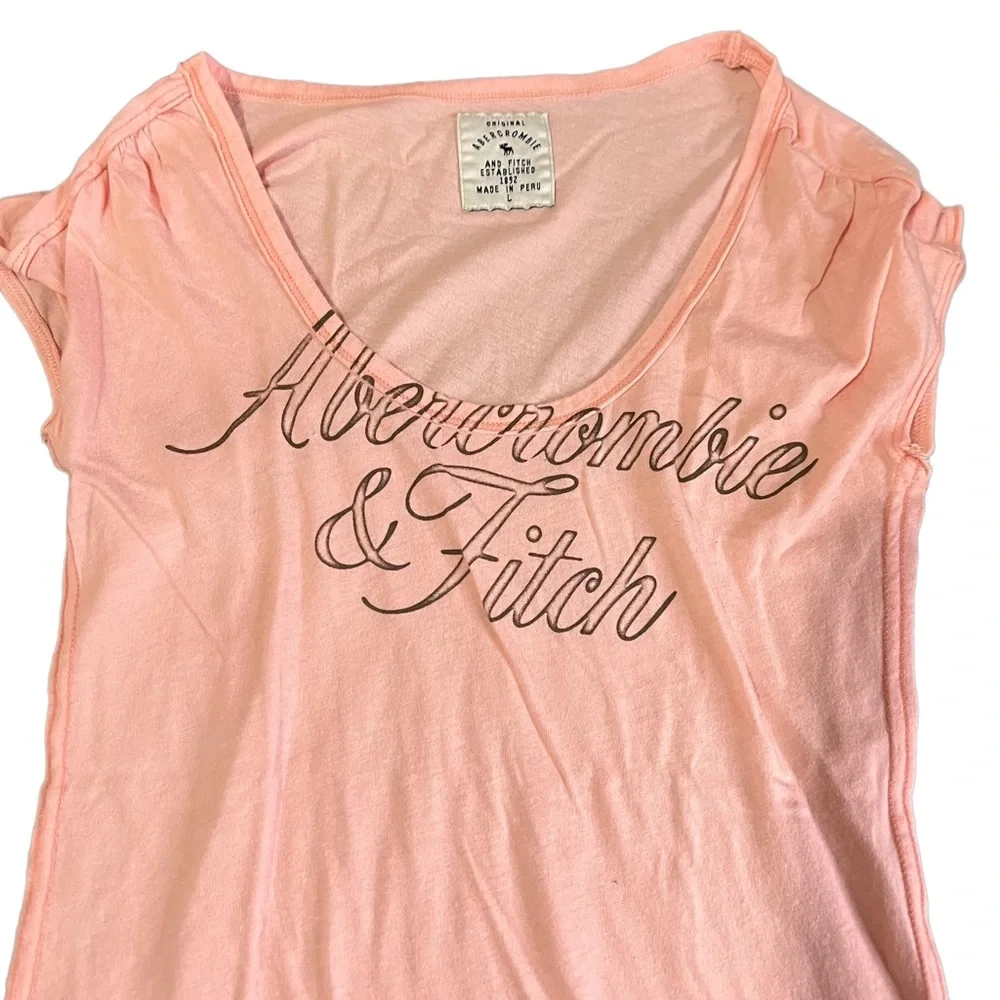 Set Of 2 Vintage Y2K Abercrombie & Fitch Spellout Tops Large L - Picture 7 of 8